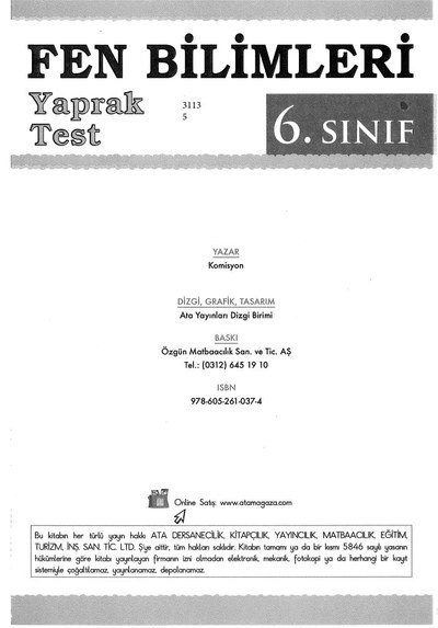 FEN BİLİMLERİ YAPRAK TEST FotokoPink