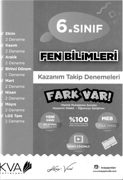 FEN BİLİMLERİ KAZANIM TAKİP DENEMELERİ FARK VAR FotokoPink