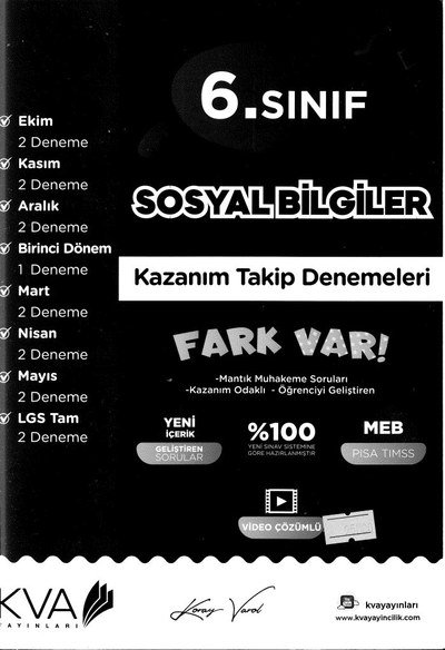 SOSYAL BİLGİLER KAZANIM TAKİP DENEMELERİ FARK VAR FotokoPink