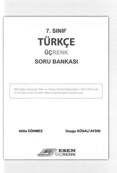 TÜRKÇE ÜÇRENK SORU BANKASI FotokoPink