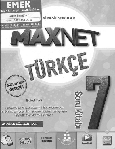 MAXNET TÜRKÇE SORU KİTABI