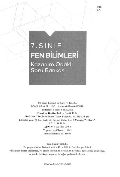 FEN BİLİMLERİ KAZANIM ODAKLI SORU BANKASI FotokoPink