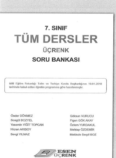 TÜM DERSLER ÜÇRENK SORU BANKASI FotokoPink