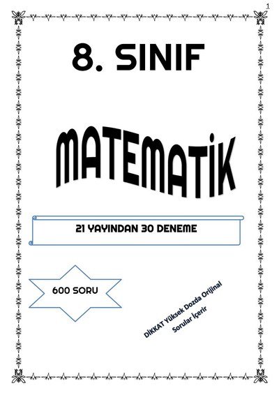 MATEMATİK 21 YAYINDAN 30 DENEME 600 SORU FotokoPink