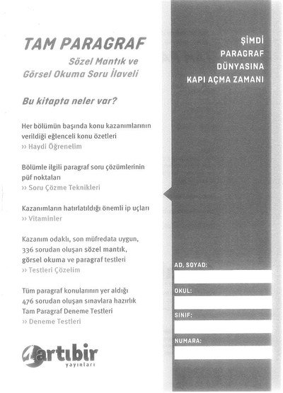 TAM PARAGRAF SÖZEL MANTIK VE GÖRSEL OKUMA SORU İLAVELİ FotokoPink