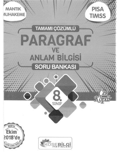TAMAMI ÇZÜMLÜ PARAGRAF VE ANLAM BİLGİSİ SORU BANKASI FotokoPink