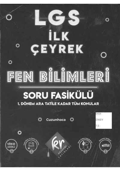 LGS İLK ÇEYREK FEN BİLİMLERİ SORU FASİKÜLÜ FotokoPink