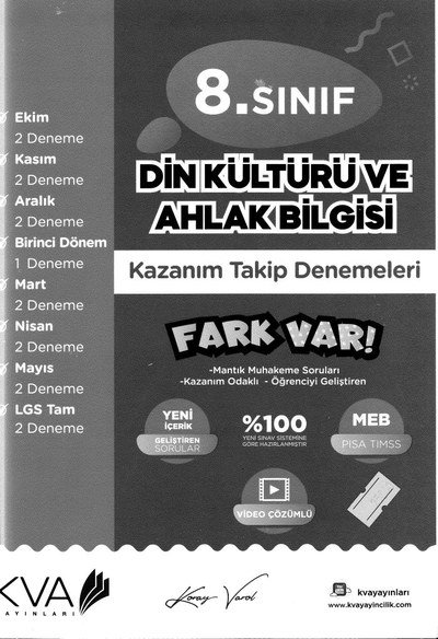DİN KÜLTÜRÜ VE AHLAK BİLGİSİ KAZANIM TAKİP DENEMELERİ FotokoPink