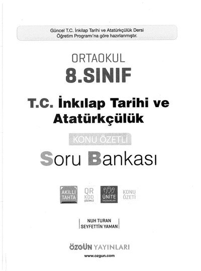 ORTAOKUL T.C. İNKILAP TARİHİ VE ATATÜRKÇÜLÜK SORU BANKASI FotokoPink