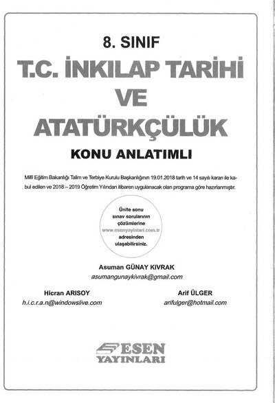 T.C. İNKILAP TARİHİ VE ATATÜRKÇÜLÜK KONU ANLATIMLI FotokoPink