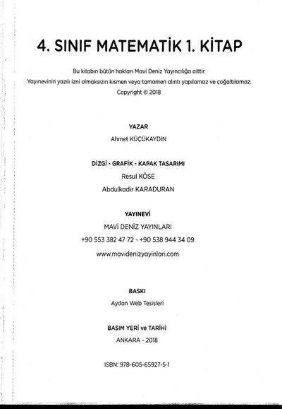 MATEMATİK 1. KİTAP