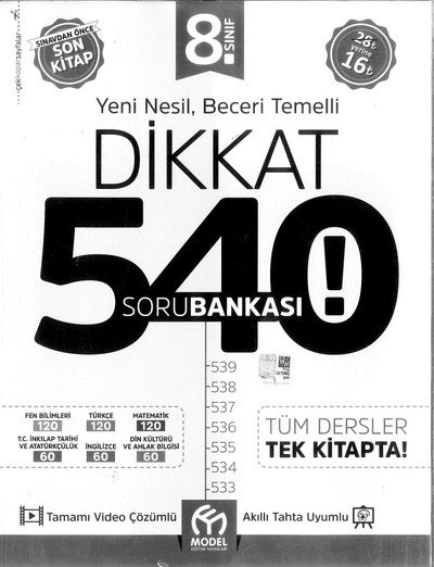 YENİ NESİL BECERİ TEMELLİ DİKKAT 540 SORU BANKASI FotokoPink
