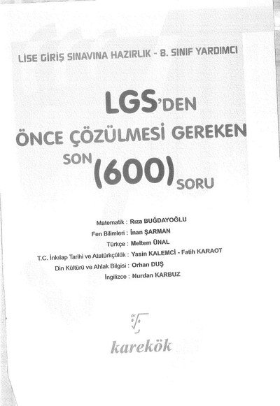 LGS'DEN ÖNCE ÇÖZÜLMESİ GEREKEN 600 SORU FotokoPink