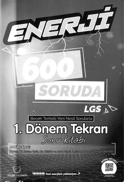 ENERJİ 600 SORUDA LGS 1. DÖNEM TEKRARI SORU KİTABI