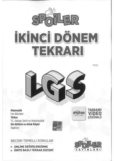SPOİLER İKİNCİ DÖNEM TEKRARI LGS FotokoPink