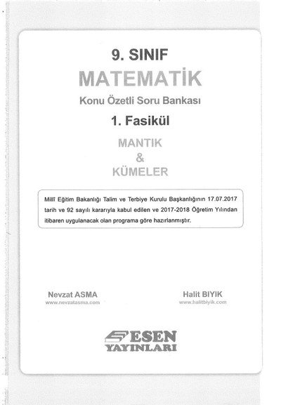 MATEMATİK KONU ÖZETLİ SORU BANKASI 1. FASİKÜL MANTIK & KÜMELER FotokoPink