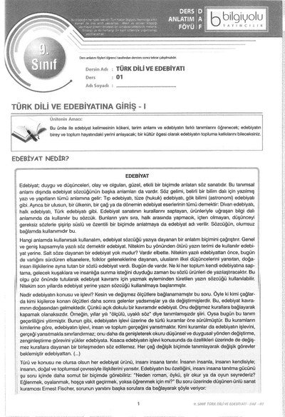 TÜRK DİLİ VE EDEBİYATINA GİRİŞ FotokoPink