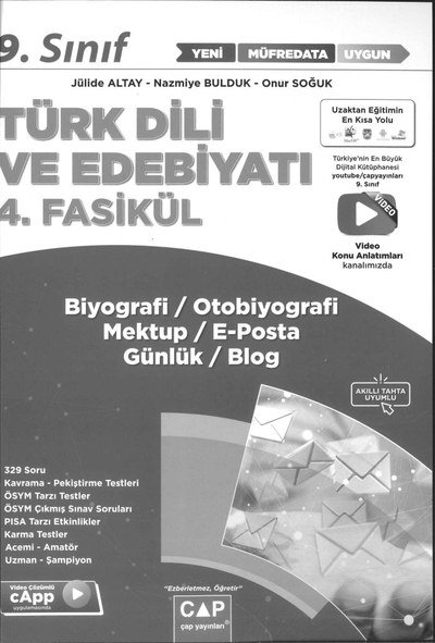TÜRK DİLİ VE EDEBİYATI 4. FASİKÜL BİYOGRAFİ MEKTUP GÜNLÜK FotokoPink