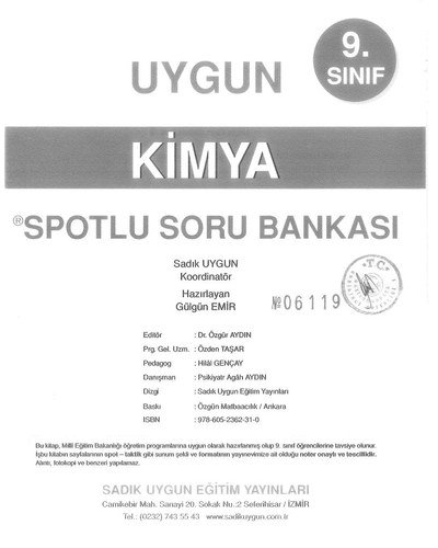 KİMYA SPOTLU SORU BANKASI FotokoPink