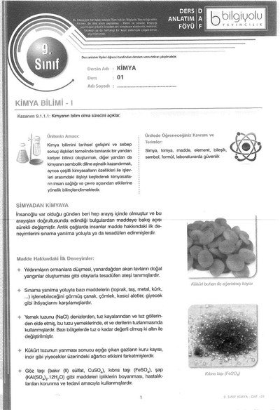 DERS ANLATIM FÖYÜ KİMYA FotokoPink