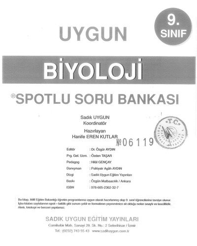 BİYOLOJİ SPOTLU SORU BANKASI FotokoPink
