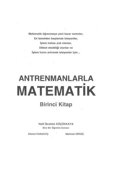 ANTRENMANLARLA MATEMATİK BİRİNCİ KİTAP FotokoPink