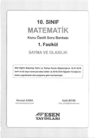 MATEMATİK KONU ÖZETLİ SORU BANKASI 1. FASİKÜL SAYMA VE OLASILIK FotokoPink