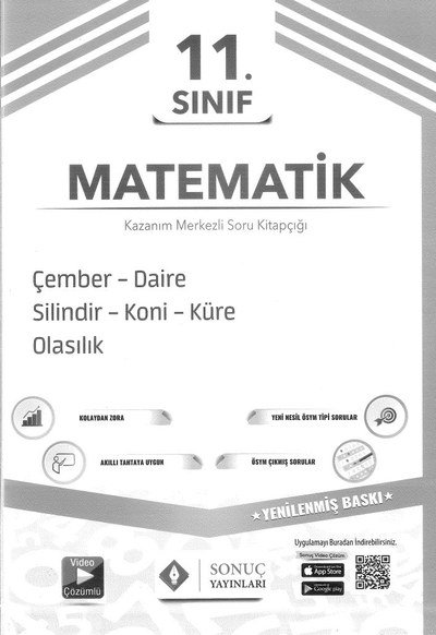 MATEMATİK SORU KİTAPÇIĞI ÇEMBER DAİRE SİLİNDİR KONİ KÜRE OLASILIK