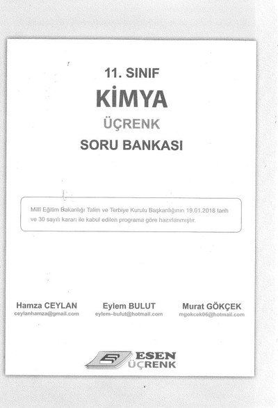 KİMYA ÜÇRENK SORU BANKASI