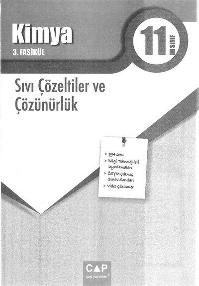 KİMYA 3. FASİKÜL SIVI ÇÖZELTİLER VE ÇÖZÜNÜRLÜK