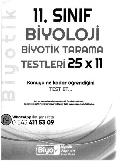 BİYOLOJİ BİYOTİK TARAMA TESTLERİ 25x11 KONUYU NE KADAR ÖĞRENDİĞİNİ TEST ET FotokoPink