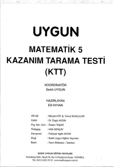 MATEMATİK KAZANIM TARAMA TESTİ FotokoPink