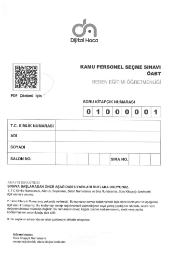 BEDEN EĞİTİMİ ÖĞRETMENLİĞİ 6*75 DENEME SINAVI FotokoPink