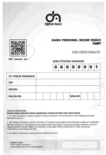 FİZİK ÖĞRETMENLİĞİ 6*75 DENEME SINAVI FotokoPink