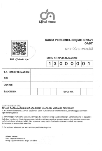 SINIF ÖĞRETMENLİĞİ 6*75 DENEME FotokoPink