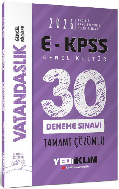 2026 E-KPSS Tüm Adaylar İçin Genel Kültür Vatandaşlık Tamamı Çözümlü 30 Deneme Sınavı Yediiklim Yayınları FotokoPink