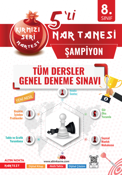 8. Sınıf Kırmızı Tüm Dersler 5 Li Deneme Sınavı Şampiyon Nartest Yayınları