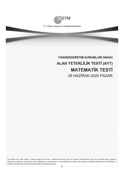 MATEMATİK SON 11 YIL ÇIKMIŞ SORULAR (AYT) (2020 DAHİL) FotokoPink