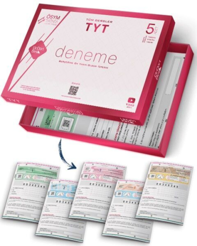TYT Tüm Dersler 5'li Paket Deneme Video Çözümlü Üç Dört Beş Yayınları FotokoPink
