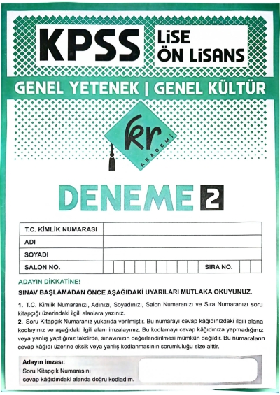 Lise Önlisans TG Deneme 2 60 Deneme KR Akademi FotokoPink