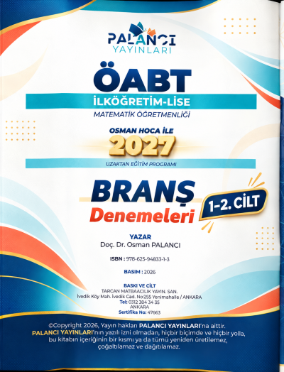 ÖABT İlköğretim Lise Matematik Branş Denemeleri 1-2 Cilt Bir Arada Osman Palancı FotokoPink