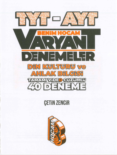 TYT-AYT DİN KÜLTÜRÜ VE AHLAK BİLGİSİ VARYANT 40 DENEME FotokoPink