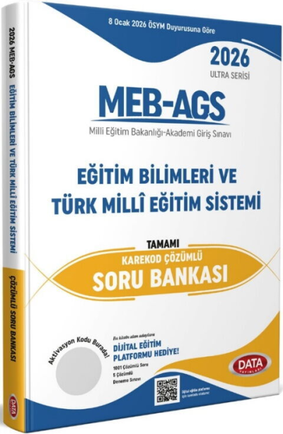 2026 MEB AGS Ultra Serisi Eğitimin Temelleri Türk Milli Eğitim Sistemi Tamamı Çözümlü Soru Bankası Data Yayınları FotokoPink