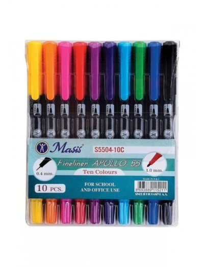Masis Fineliner Apollo 55 İki Uçlu Kalem 10Lu FotokoPink