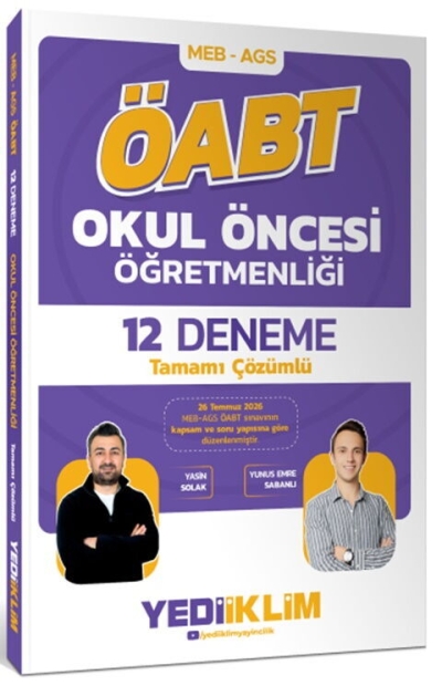 MEB AGS ÖABT Okul Öncesi Öğretmenliği Tamamı Çözümlü 12 Deneme Yediiklim Yayınları FotokoPink