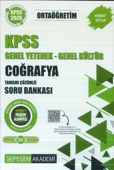 Ortaöğretim KPSS Coğrafya Tamamı Çözümlü Soru Bankası Pegem Akademi FotokoPink