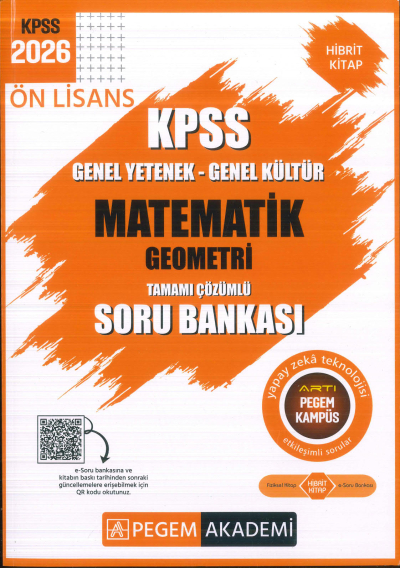 Ön Lisans KPSS Matematik-Geometri Tamamı Çözümlü Soru Bankası Pegem Akademi FotokoPink