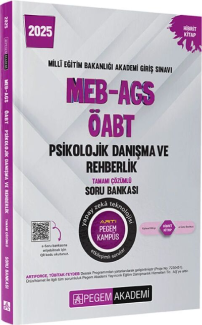 2025 MEB-AGS-ÖABT Psikolojik Danışma ve Rehberlik Tamamı Çözümlü Soru Bankası Pegem Akademi Yayıncılık FotokoPink