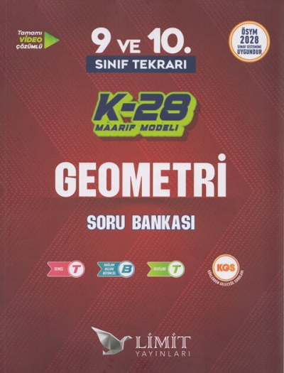 2028 TYT 9. ve 10. Sınıf Tekrarı Geometri K-28 Maarif Model Soru Bankası Limit Yayınları