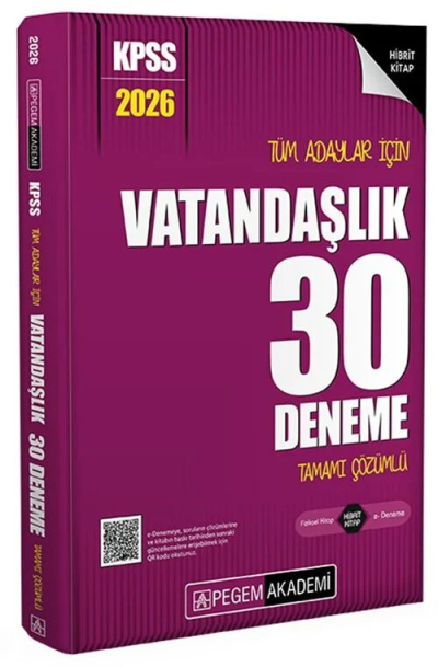 2026 KPSS Tüm Adaylar İçin Vatandaşlık 30 Deneme Tamamı Çözümlü Pegem Yayınları FotokoPink